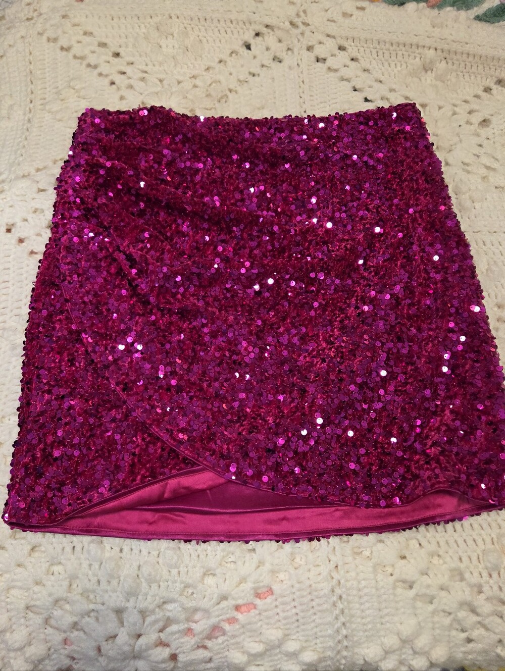 Line & Dot Hot Pink Sequin Wrap Mini Skirt